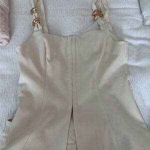 Elegant Cream Jumpsuit with Gold Accents